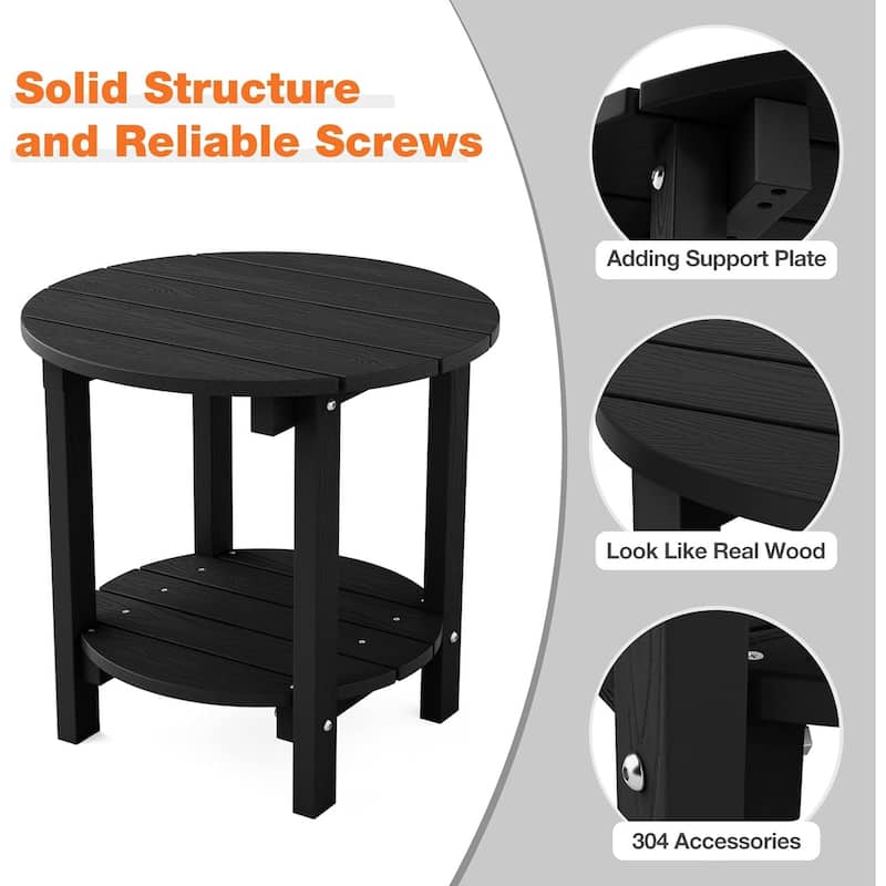WINSOON All Weather HIPS Outdoor Side Table,Round Table