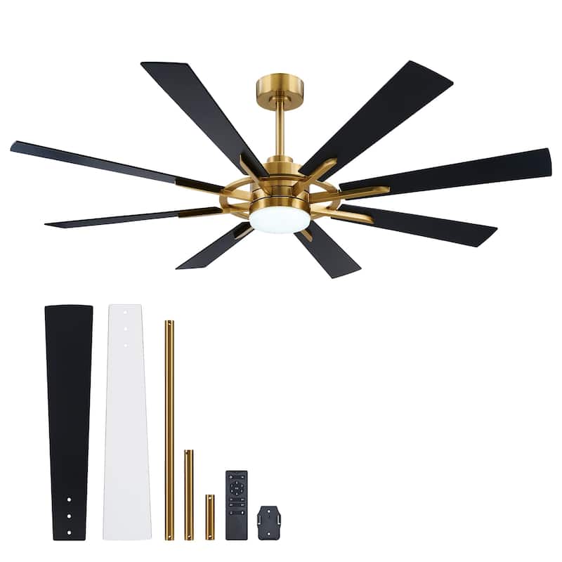 CO-Z 60'' 8-Blade Large Windmill Ceiling Fan with LED Lights and Remote for Living Room