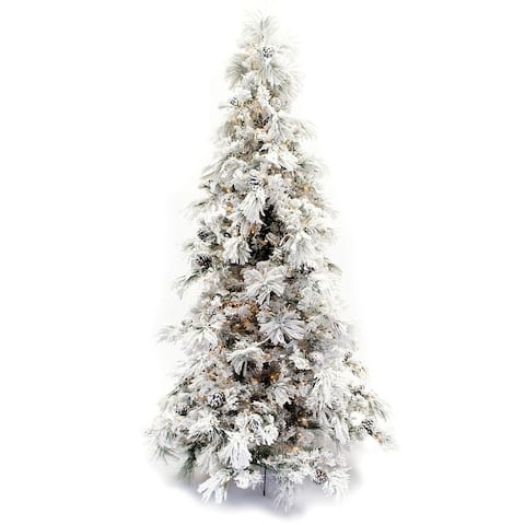 7.5' Flocked Pine Long Needle Prelit Christmas Tree