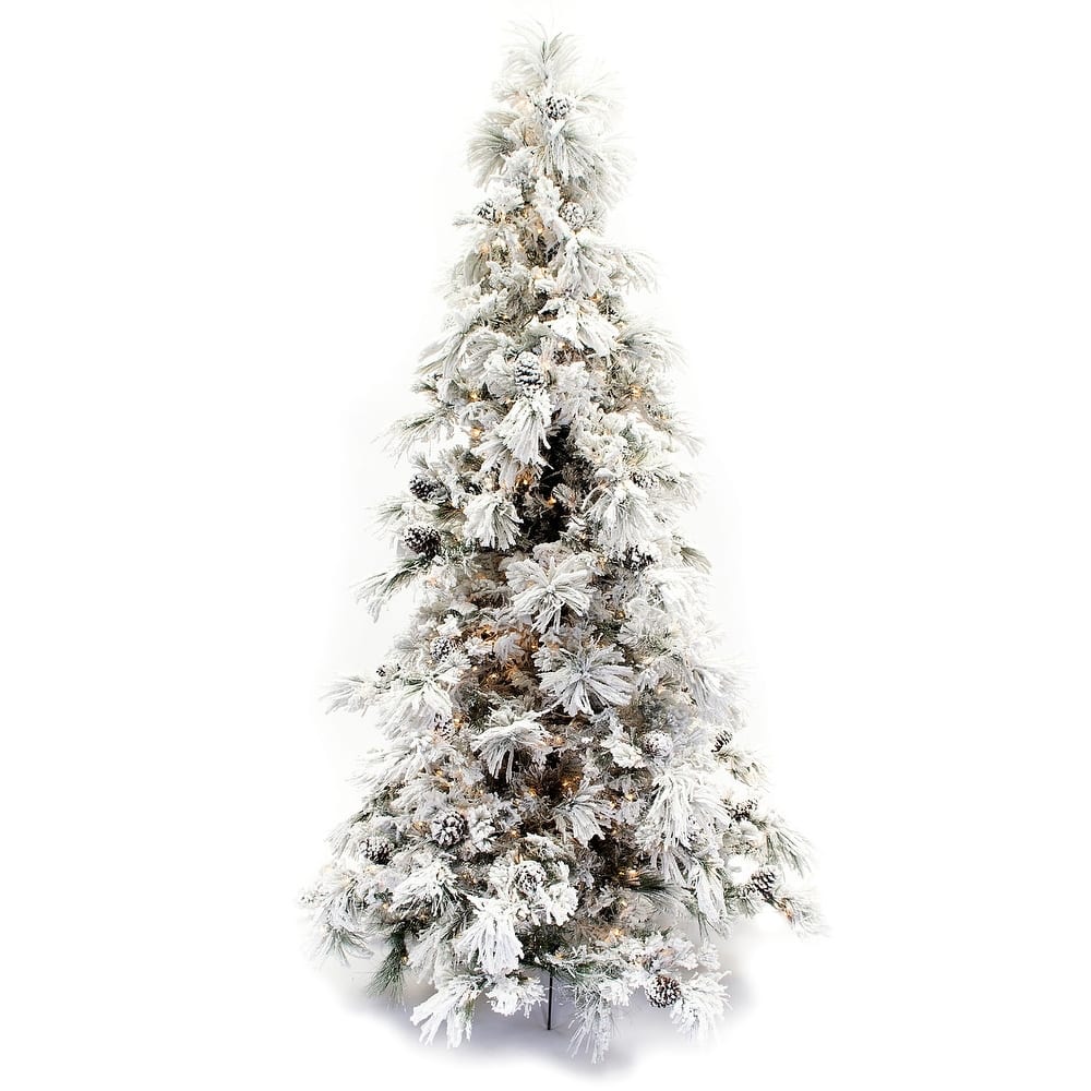 Flocked Long Needle Snowy Pine 9-foot Christmas Tree