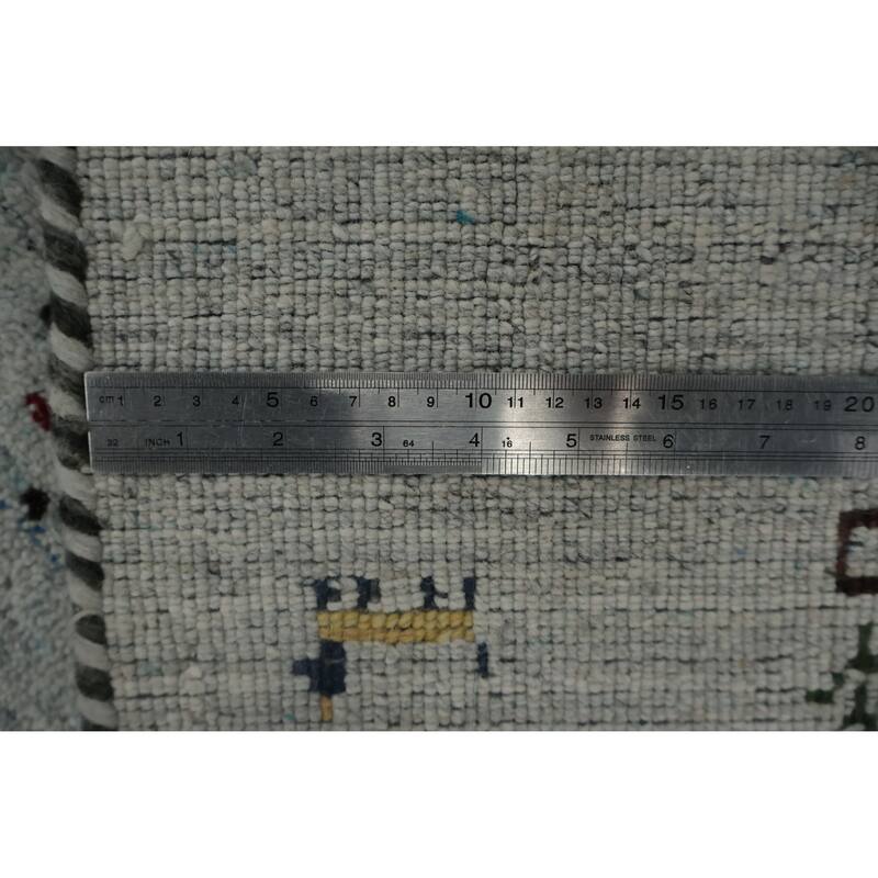 Hand Knotted Oriental 100% Wool Carpet Tribal Animal Pictorial Navy Blue & Blues Gabbeh Runner Rug - 9' 7'' X 2' 4''