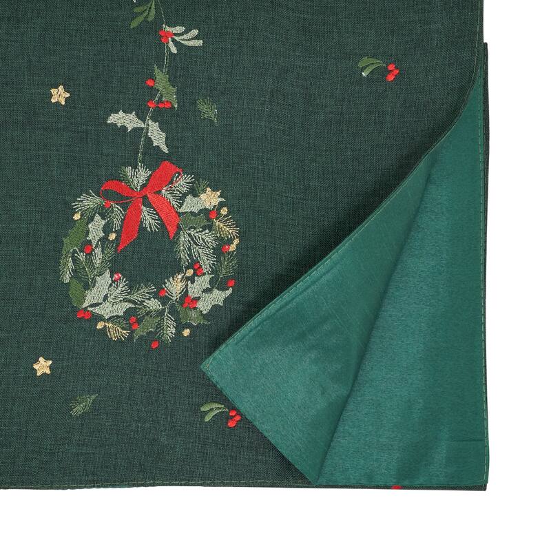 Embroidered Wreath Table Runner - 16"x70"
