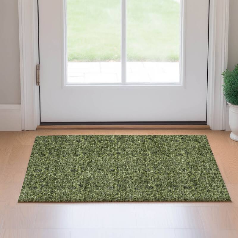 Premium Washable Super Soft Floral Mayfield Rug - Olive - 1' 8" x 2' 6" - Rectangle