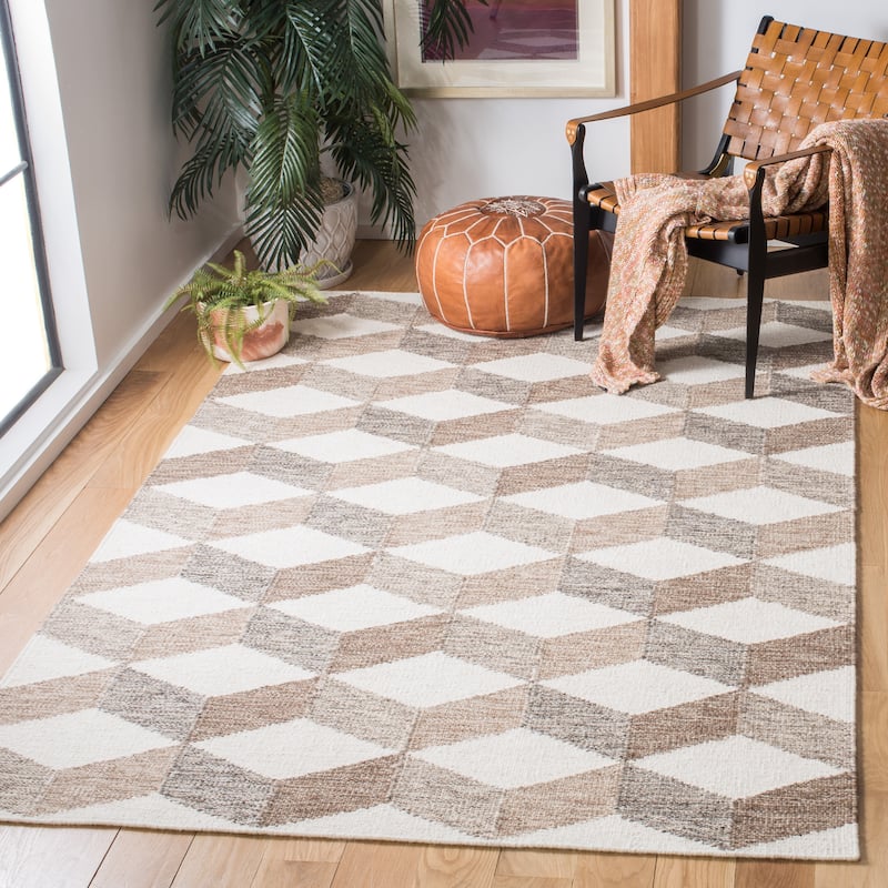 SAFAVIEH Handmade Kilim Winke Flatweave Wool Rug - 6' x 9' - Ivory/Brown