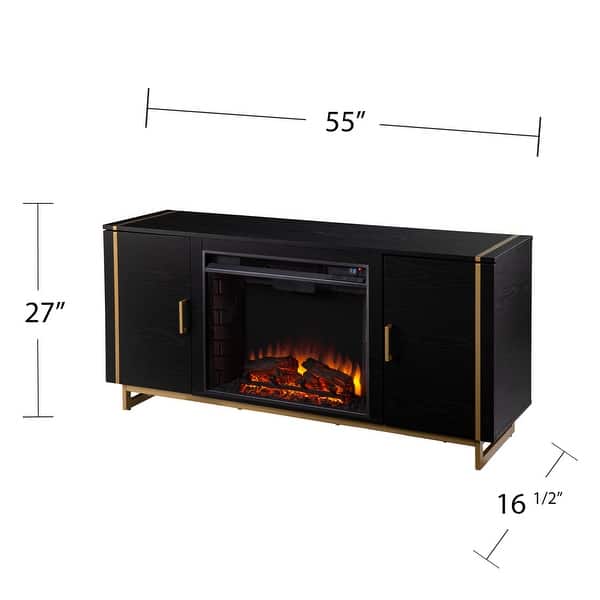 Strick & Bolton Beachler Black Wood Electric Fireplace Console