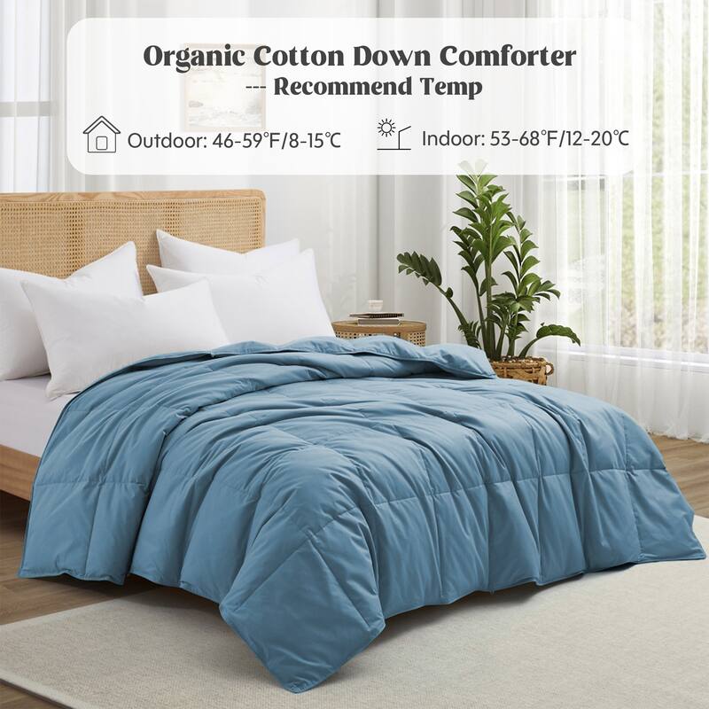 All Season 100% Organic Cotton Down Breathable Duvet Insert Medium Warmth Comforter