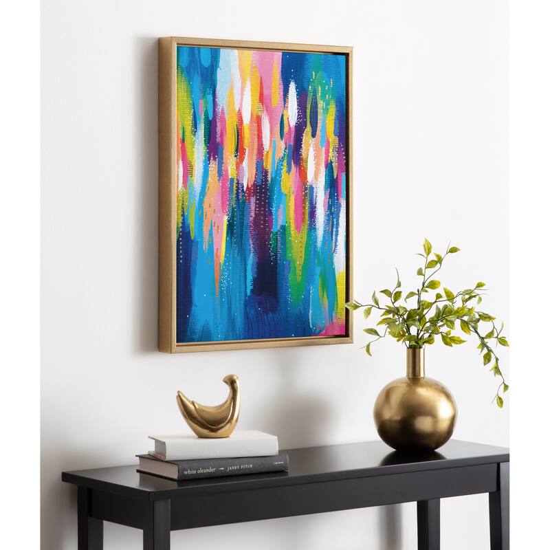 Kate and Laurel Sylvie EV Bright Brush Strokes 033 Framed Canvas by Ettavee