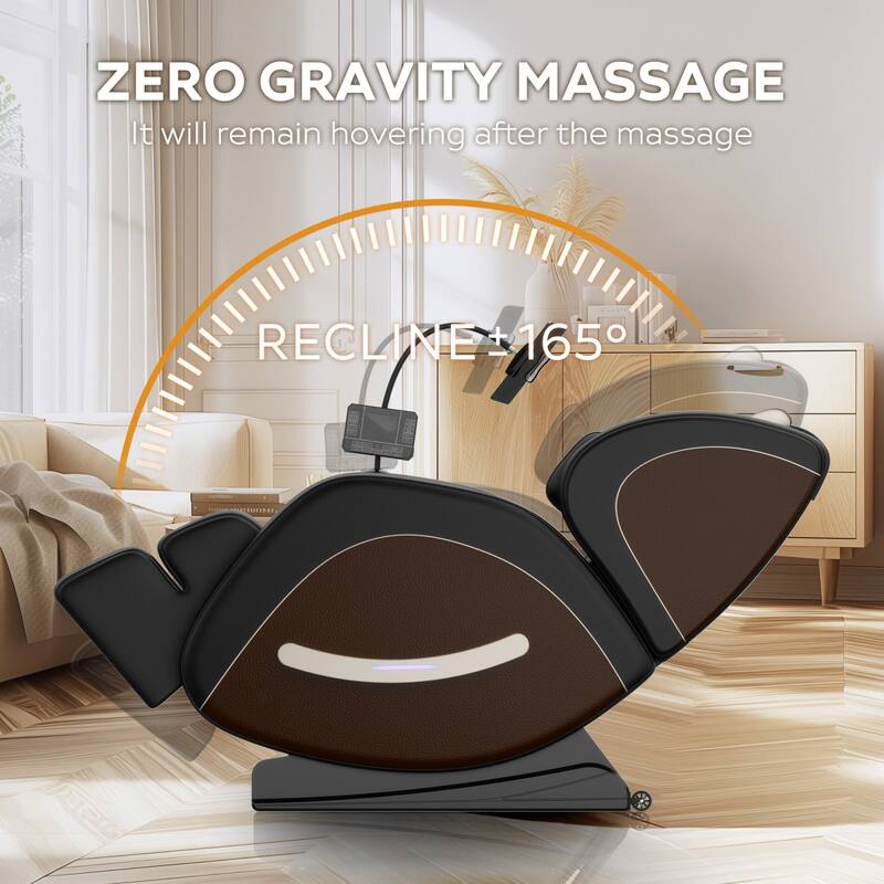 Luxury Zero Gravity Full-Body Massage Chair with Heating, Bluetooth Audio, and Foot Rollers - Home Relaxation Recliner
