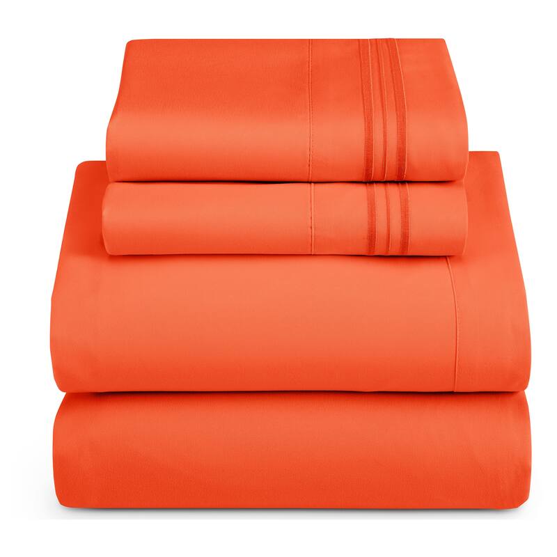 Nestl Ultra-soft Deep Pocket Bed Sheet Set - Full - Orange