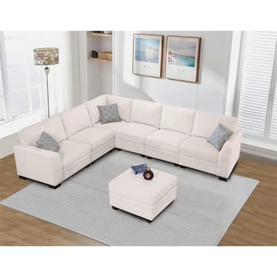 Wanderwell Home 7 PCS Corduroy Flexible Combination Sectional Sofa