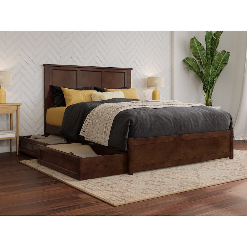 Felicity Platform Bed with Panel Footboard and Storage Drawers - Walnut - Full