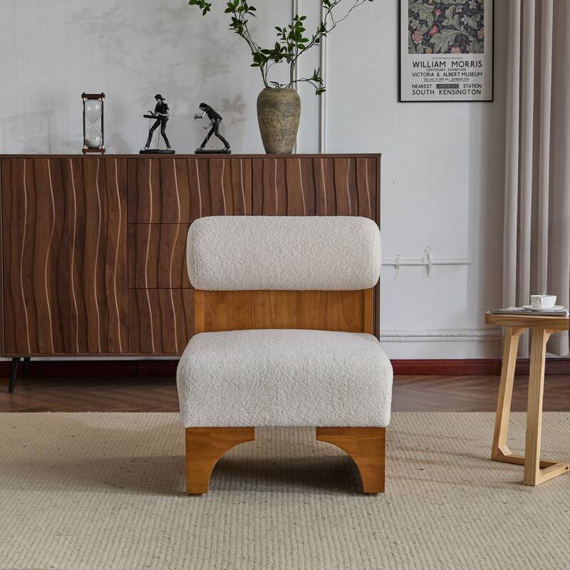 Modern Lounge Chair with Solid Wood Frame and Rolled Backrest, Soft and Durable Upholstery