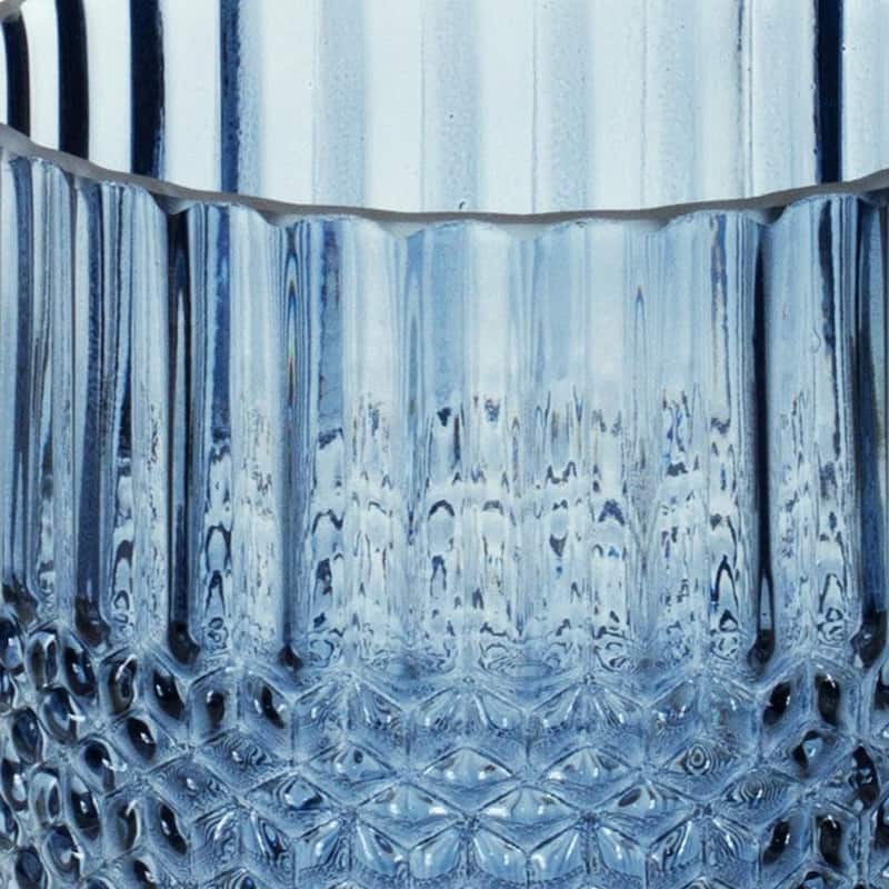 HomeRoots 8" Crystal Glass Blue Round Table vase - 6