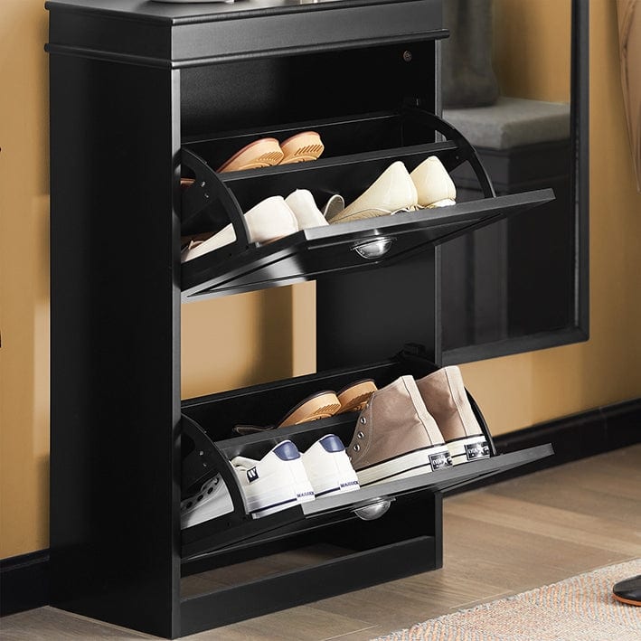 SoBuy FSR78-W, White 2 Drawers Shoe Cabinet Shoe Rack Shoe Storage
