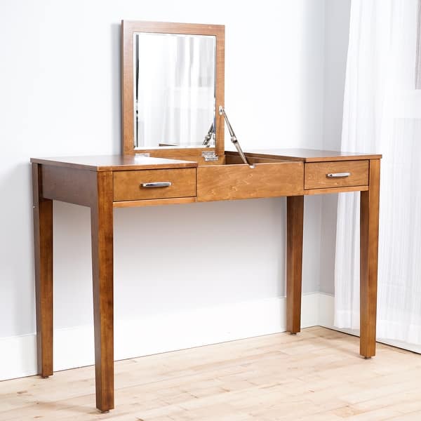 slide 2 of 7, Posh Pollen Ainsley Deco-Walnut Vanity Desk