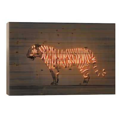 Tiger Print On Wood by Octavian Mielu - Multi-Color