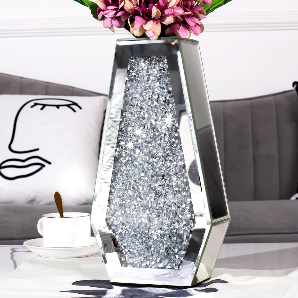 12 In Modern Mirrored Glass Table Vase