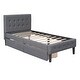 preview thumbnail 5 of 10, Twin Upholstered Bed Frame with Button Tufted Headboard and Two Storage Drawers, Linen Fabric Platform Design with