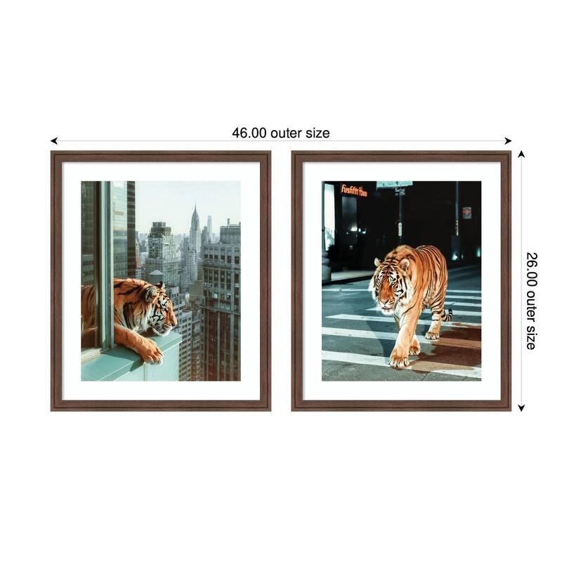 Kate and Laurel Urban Tiger City 2 Piece Framed Wall Art Print Set by Michael Schauer