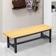 preview thumbnail 4 of 14, Outdoor Anticorrosive Wood Bench With Black Iron Legs
