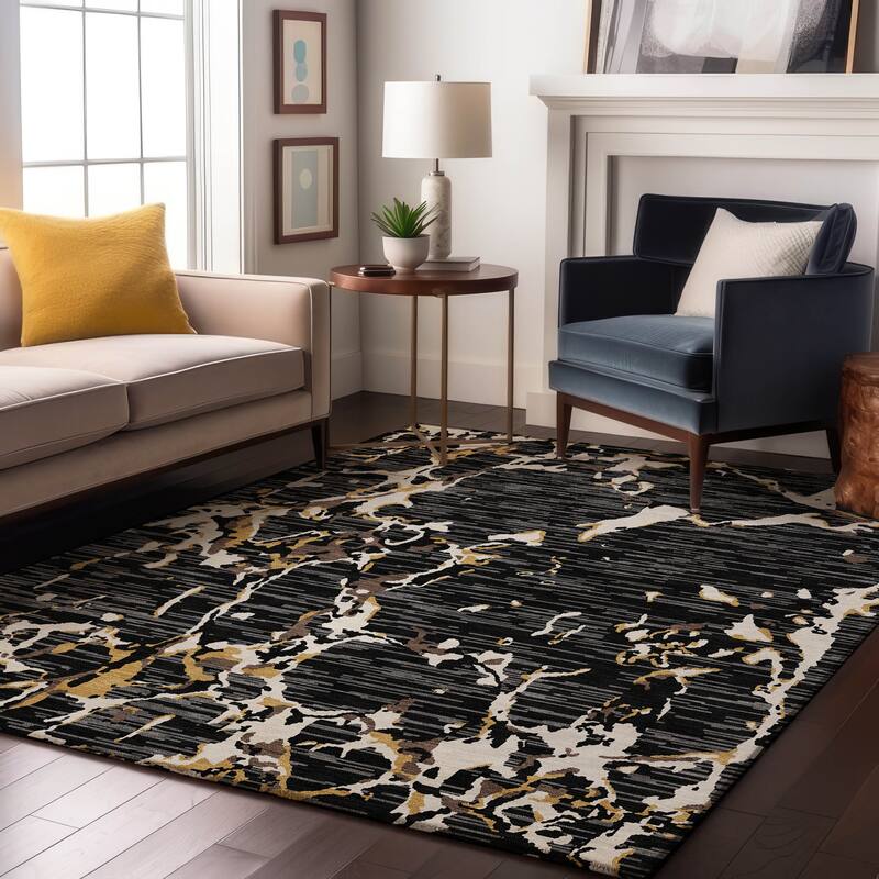 Premium Washable Super Soft Abstract Abrash Mayfield Rug - Black - 5' x 7'6"