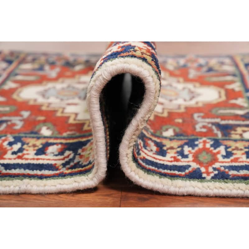 Hand Knotted Oriental 100% Wool Carpet Traditional Medallion Beige & Ivories Heriz (serapi) Area Rug - 3' 0'' X 2' 0''