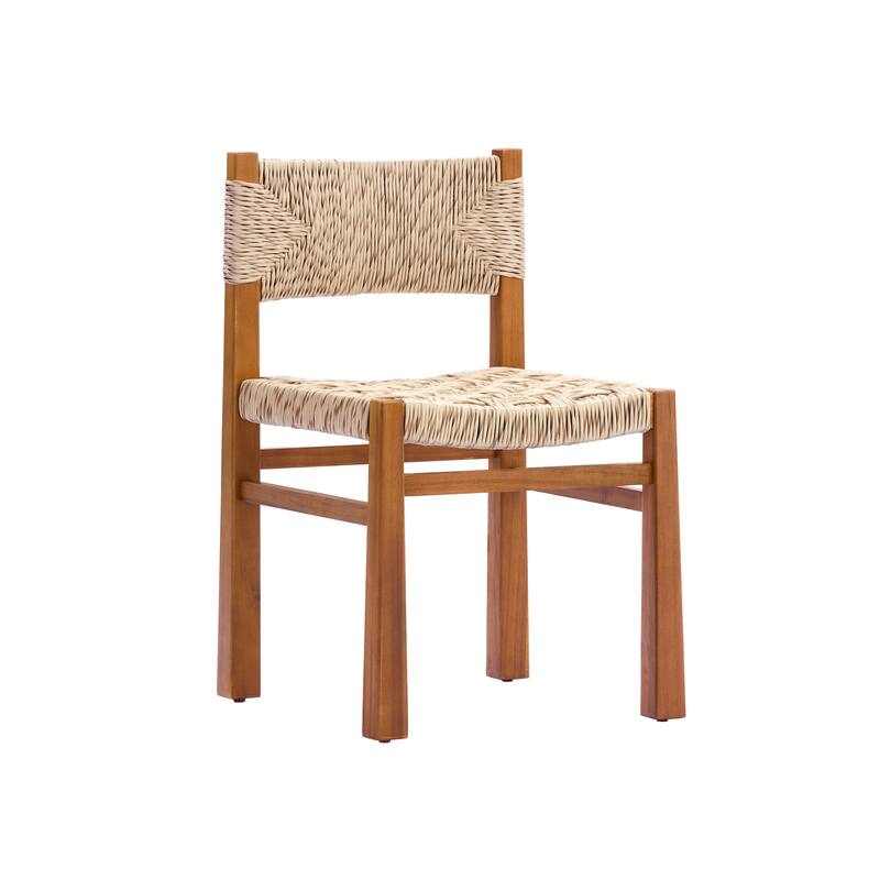 Christopher Knight Home - 7-Piece Acacia Wood Outdoor Dining Table Set with Wicker Woven Dining Chairs