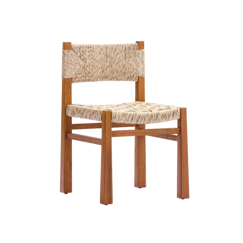 Christopher Knight Home - Acacia Wood Outdoor Patio Dining Chairs with Wicker Seat (Set of 2)