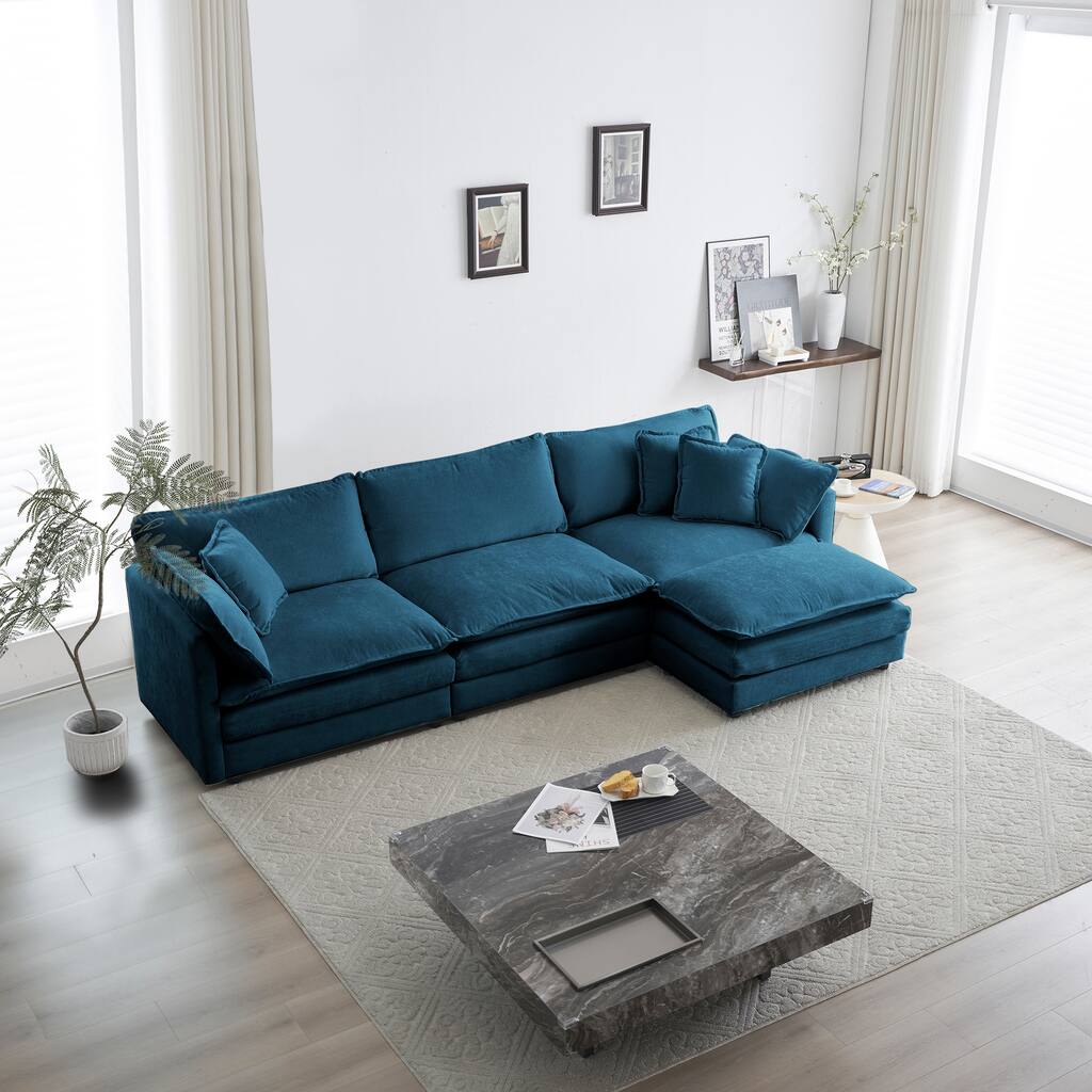 Modular Extra Large L-Shaped Sectional Sofa with Reversible Ottoman
