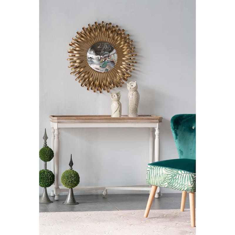 27" in Sunburst Design Wall Mirror Decorative Golden Finish