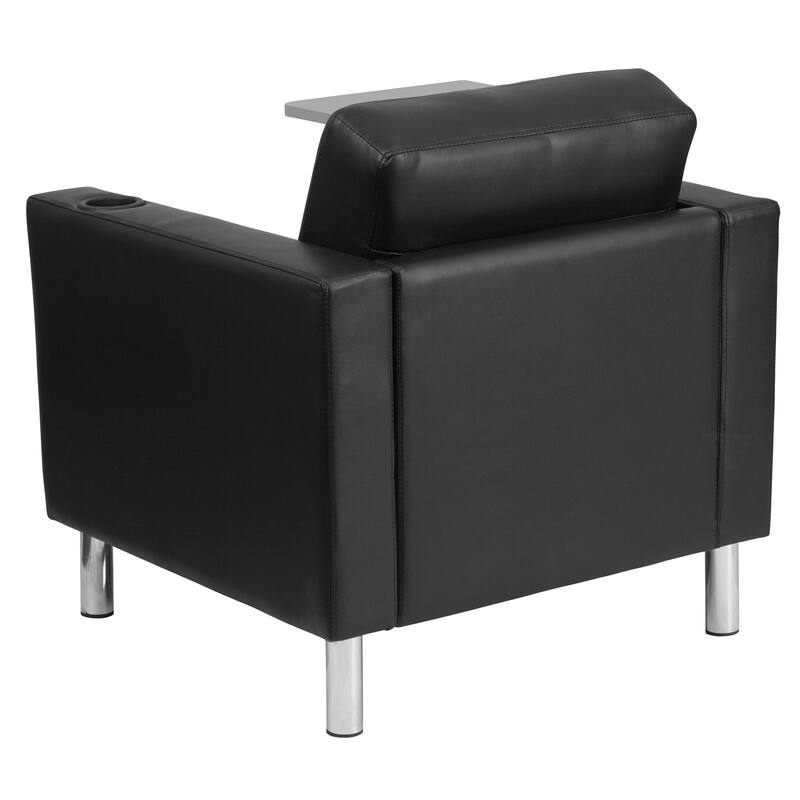 Guest Chair with Tablet Arm, Tall Chrome Legs and Cup Holder