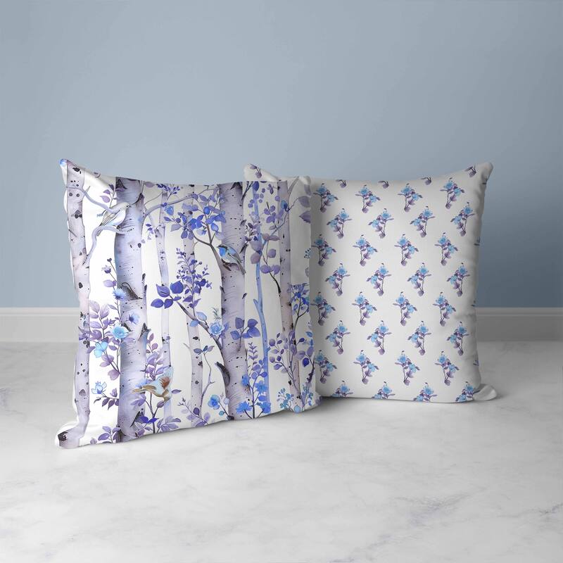 Whispering Woods Faux Suede Reversible Throw Pillow Blue and Violet
