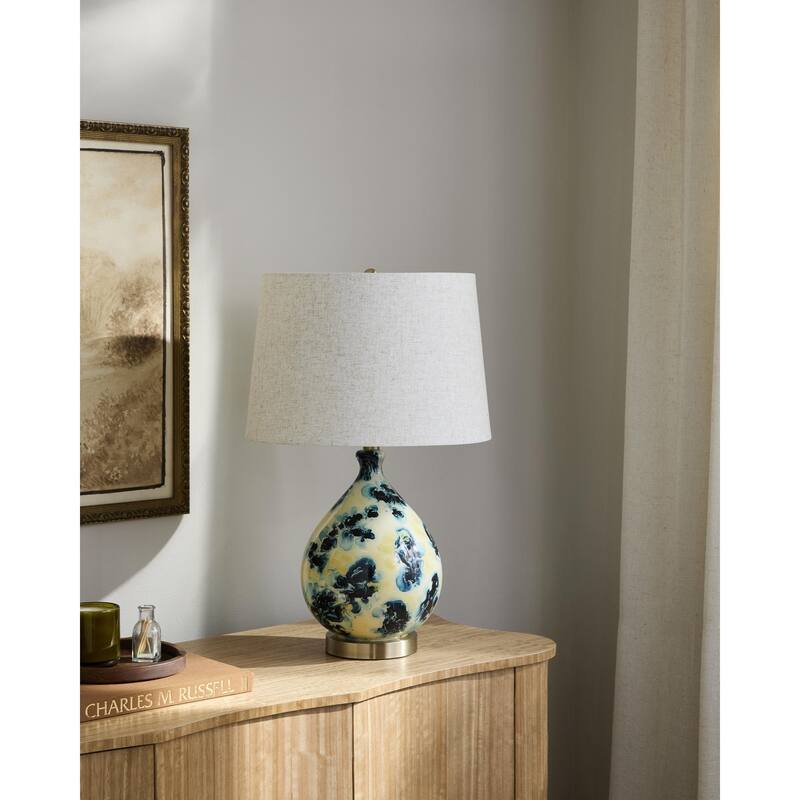 Livabliss Snicarte Traditional Accent Table Lamp - 24"H x 15"W x 15"D - Yellow/Beige