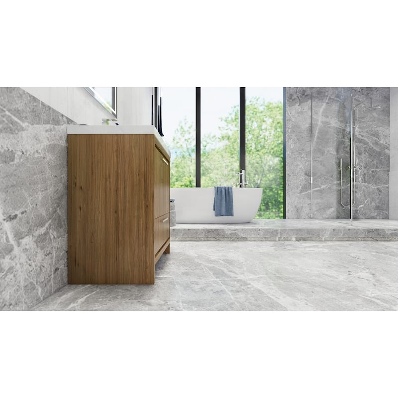 dolce 30 natural oak finish freestanding bath vanity with single basin reinforced acrylic top