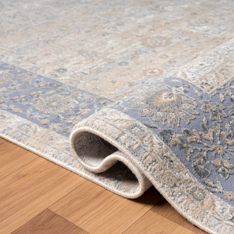 Sevita Blue/Beige Bordered Persian Area Rug