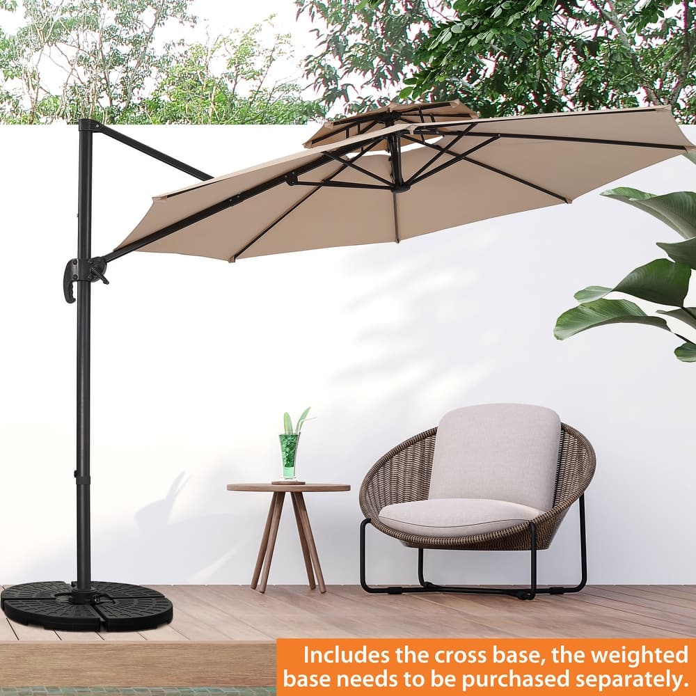 10 FT Aluminum Offset Outdoor Cantilever Umbrella with 360-degree Rotation