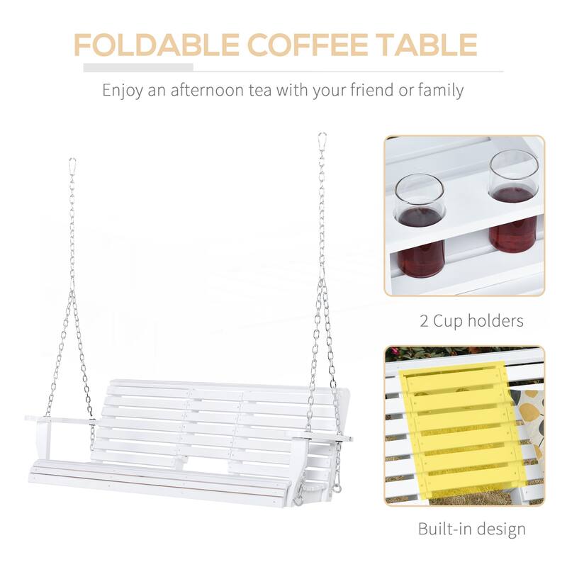 Patio Swing Bench with Folding Coffee Table