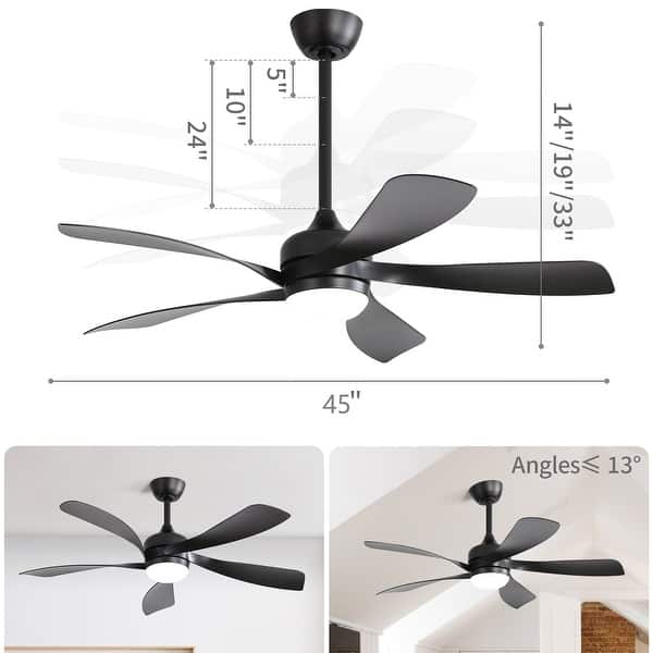 dimension image slide 5 of 8, 45 Inch / 52 Inch White Ceiling Fan with Dimmable LED Light and Remote, 6-Speed Reversible DC Motor, ABS Blades