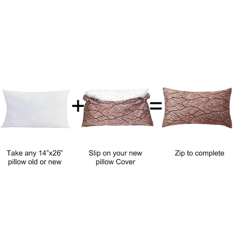 Jacquard Lumber Pillow Shell 2 Piece Set, 14" x 26", Branch, NO INSERT
