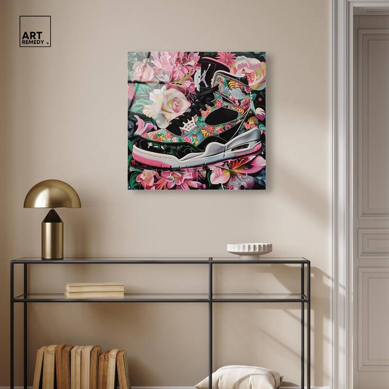 Hidden in Floral Bloom Sneaker Acrylic by Art Remedy, Ready to Hang