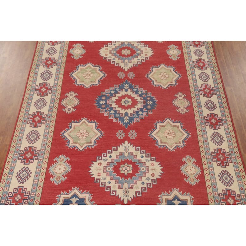 Red Kazak Rug Hand-Knotted Oriental Wool Carpet - 8'2"x 12'2"