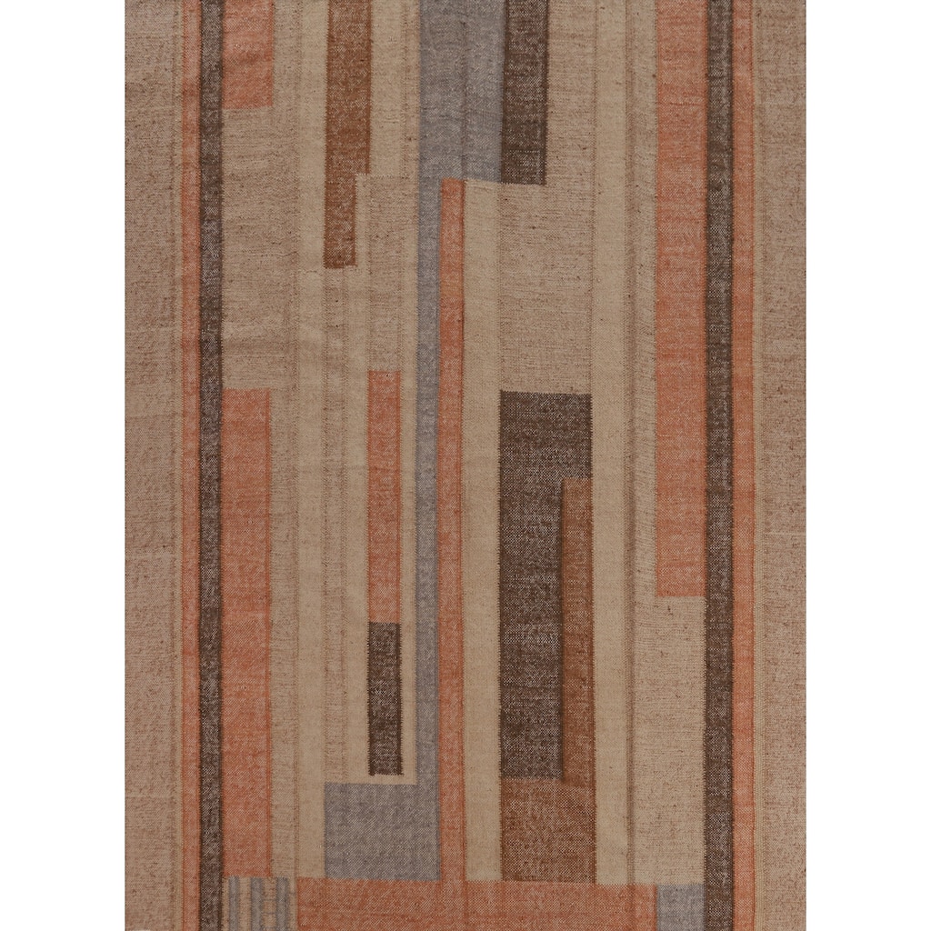 Hand Woven Oriental 100% Jute Carpet Southwestern Modern Beige & Ivories Kilim Area Rug - 9' 9'' X 8' 2''