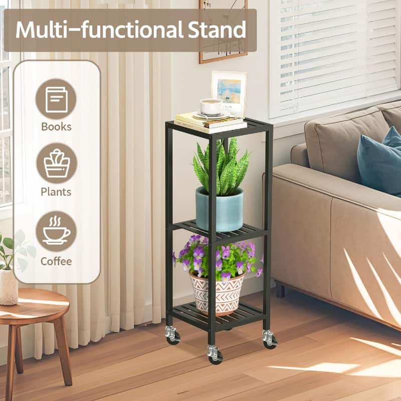 3 Tier Black Metal Plant Stand - 11.6 x 10.8 x 33.7 inches
