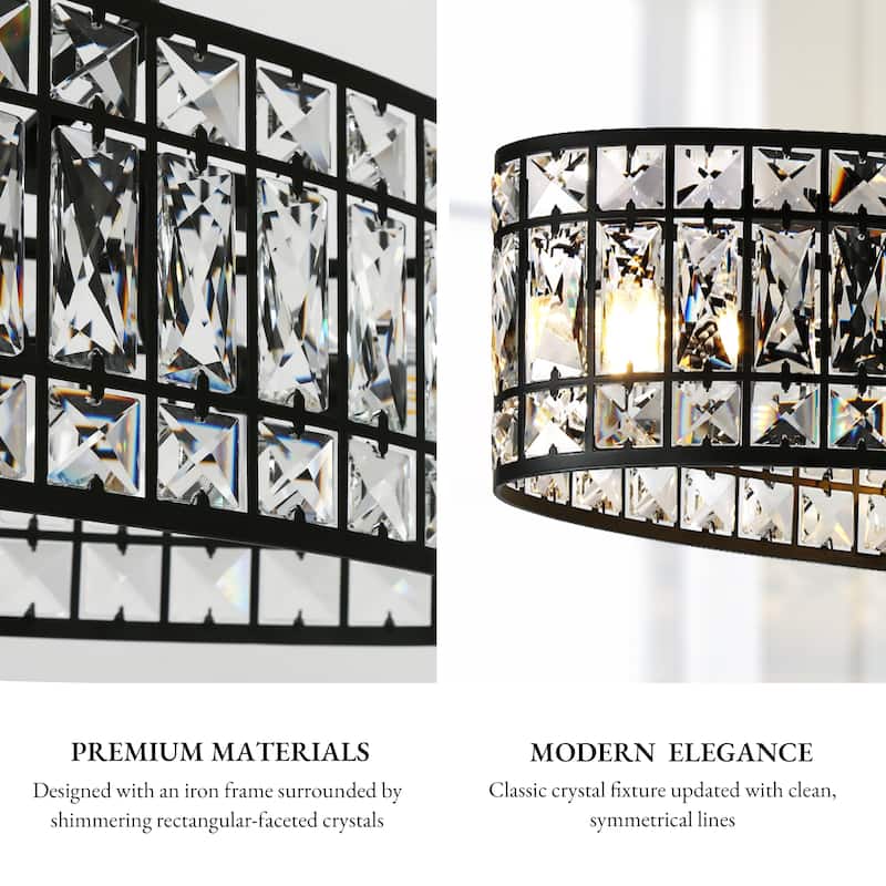 Modern 4-Light Black Crystal Chandelier Island Lights for Dining Room Kitchen Island - L31.5" x W9" x H67"
