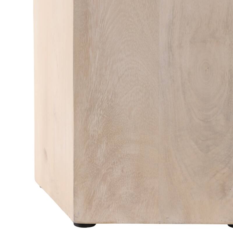 Natural Wood Side Table Elegant Geometric Design Narrow End Accent