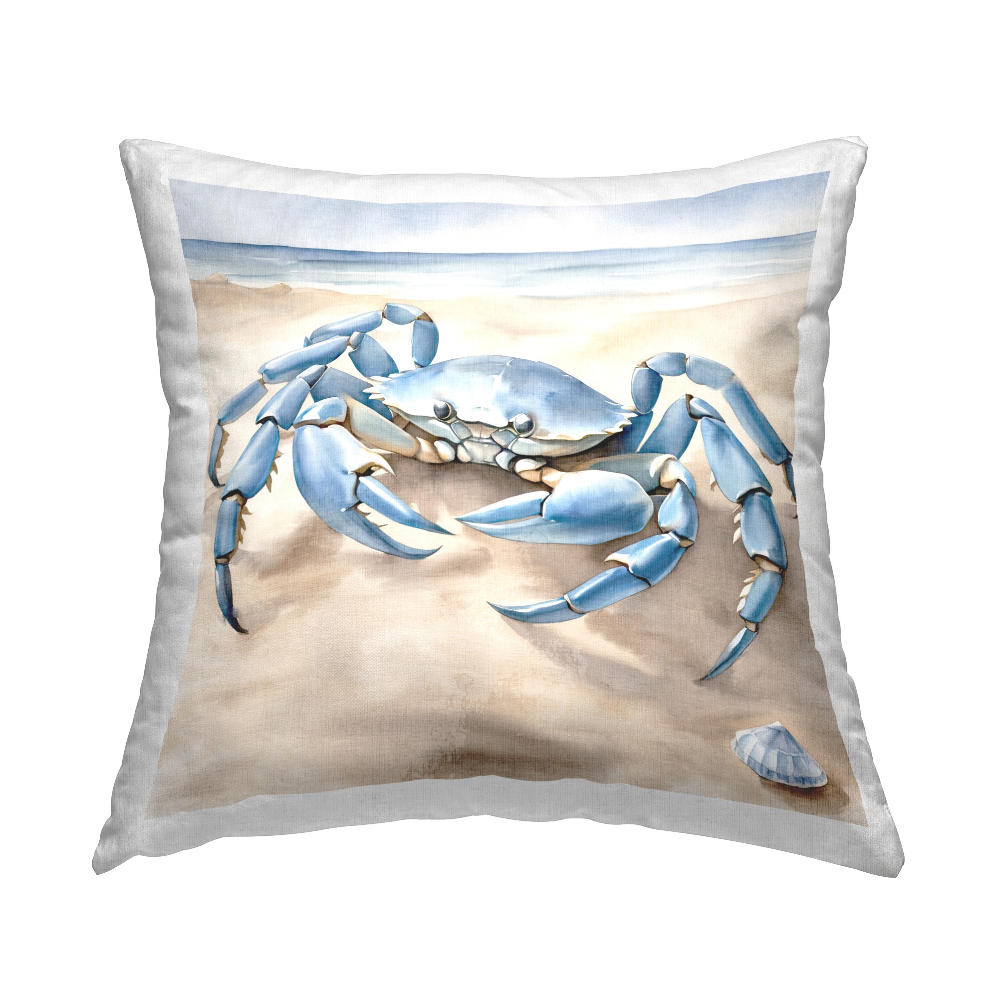 Stupell Blue Crab on Beach Decorative Printed Throw Pillow Design by Kim Allen