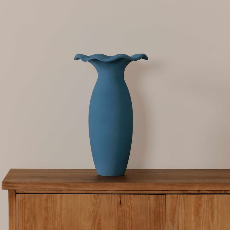 NADAAL STUDIOS Ellison, Large Vase Handcrafted Terracotta, Blue