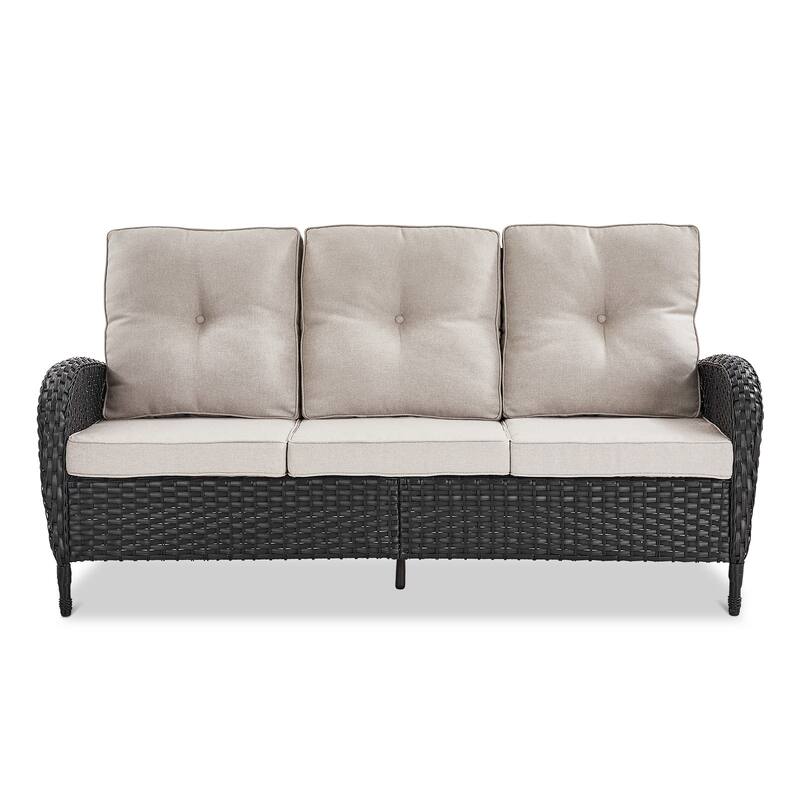 Pocassy Patio Outdoor Sofa Swivel Chairs with Ottman Table Set