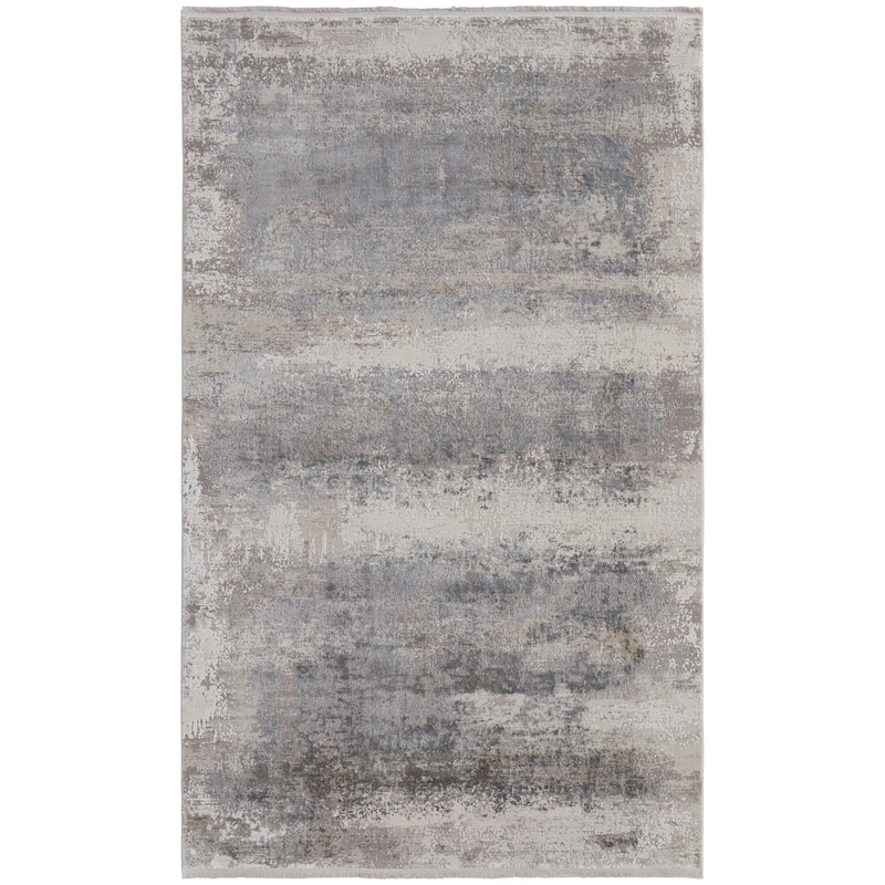 Grand Bazaar Lindstra Machine Made Abstract Modern Area Rug - 9'9" x 13'2" - Taupe/Gray/Silver