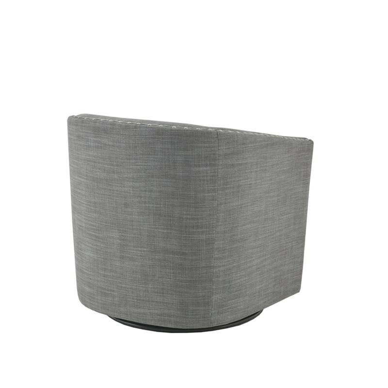 Swivel Nail Accent Chair, Barrel Swivel chair, Black Metal Base